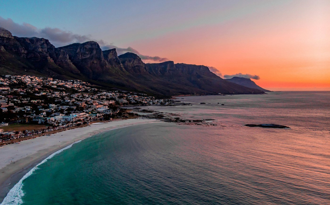 Table Mountain and Cape Town at sunset